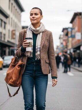 J.Crew Houndstooth Blazer Camel Wool Schoolboy Jacket Women’s 12 EUC